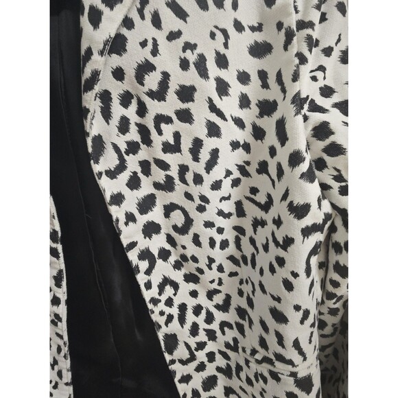 Neiman Marcus White Leopard-Print Open Front Blazer Jacket M cotton velvet - Picture 3 of 11